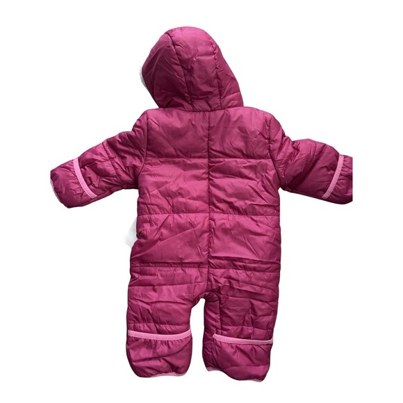 NWT Pink Platinum Baby Girls' One-Piece Puffer Winter Snowsuit with Hood 3-6 Mo - Picture 5 of 5